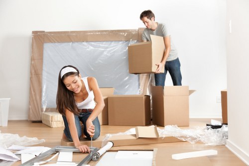 Team member preparing a van load safely before transport