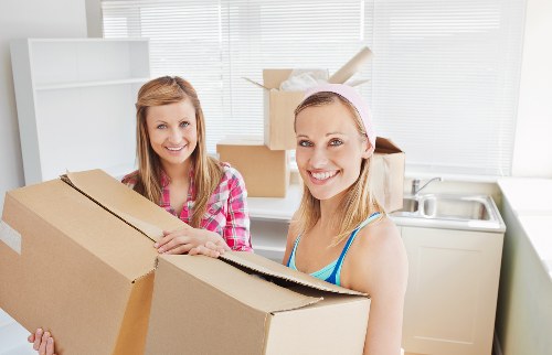 Careful packing materials and boxed household items